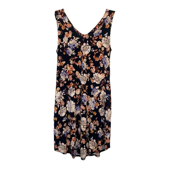 Maurices 24/7 Swing Style Dress Sz S Sleeveless Tank Blue Floral Pockets NWT - Picture 2 of 12